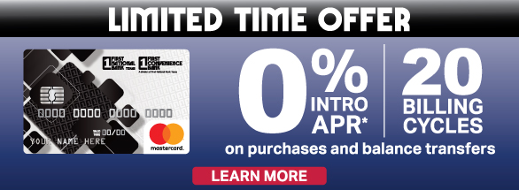 Limited Time Offer. 0% Intro APR for 20 billing cycles on purchases and balance transfers. Click here to learn more.