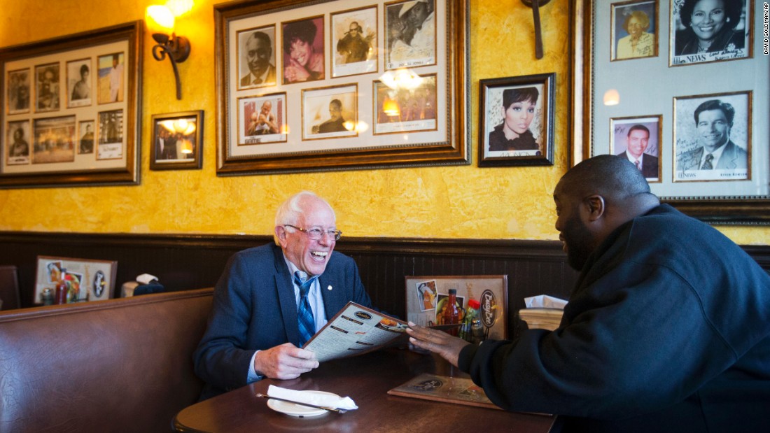 Sanders sits with rapper and activist Killer Mike at the Busy Bee Cafe in Atlanta in November 2015. That evening, Killer Mike &lt;a href=&quot;http://www.cnn.com/2015/11/24/politics/bernie-sanders-killer-mike/index.html&quot; target=&quot;_blank&quot;&gt;introduced Sanders at a campaign event&lt;/a&gt; in the city. &quot;I&#39;m talking about a revolutionary,&quot; the rapper told supporters. &quot;In my heart of hearts, I truly believe that Sen. Bernie Sanders is the right man to lead this country.&quot;