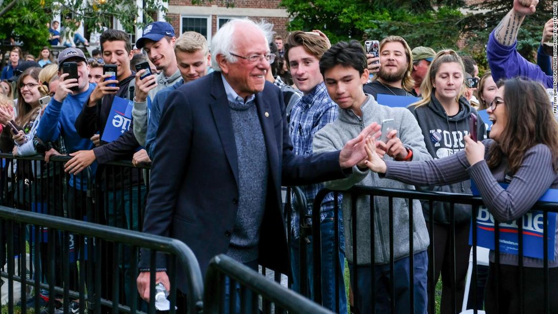 Sanders campaigns at the University of New Hampshire in September 2019. A few days later, &lt;a href=&quot;https://www.cnn.com/2019/10/02/politics/bernie-sanders-artery-blockage-2020/index.html&quot; target=&quot;_blank&quot;&gt;he took himself off the campaign trail&lt;/a&gt; after doctors treated a blockage in one of his arteries. Sanders suffered a heart attack, his campaign confirmed.