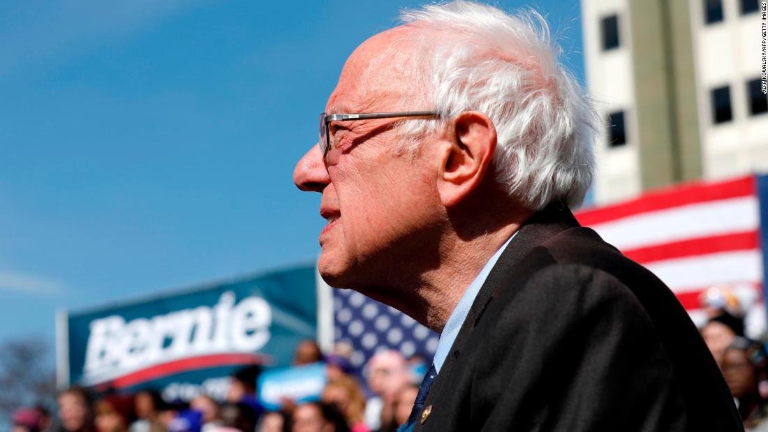 Sanders addresses supporters during a campaign rally in Grand Rapids, Michigan, in March 2020.