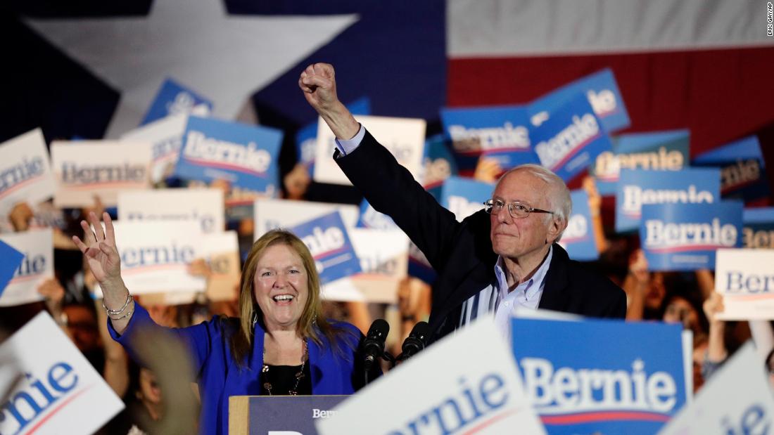 A triumphant Sanders raises his fist in San Antonio after he was projected to win &lt;a href=&quot;http://www.cnn.com/2020/02/21/politics/gallery/nevada-caucuses/index.html&quot; target=&quot;_blank&quot;&gt;the Nevada caucuses.&lt;/a&gt;
